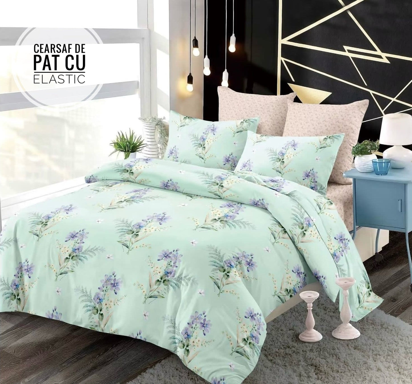 Lenjerie de pat din Finet 6 piese(cearșaf de pat cu elastic) Cod: SOP1