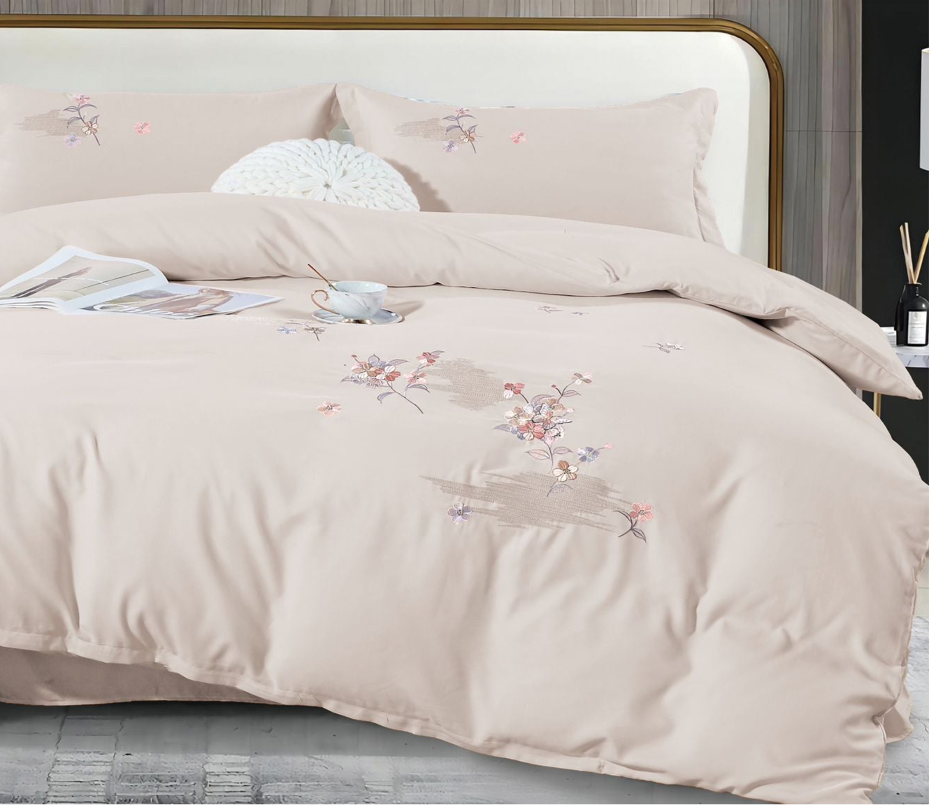 Lenjerie de Lux din Bumbac fin cu broderie 4 piese Cod: KH27