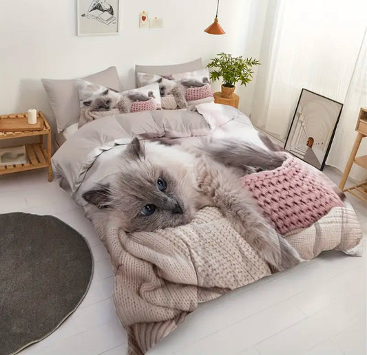 Lenjerie de pat din Bumbac finet 6 PIESE(IMPRIMEU EXACT CA ÎN POZĂ) COD: FY804