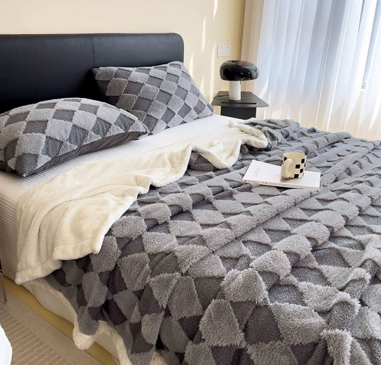 Pătura Cocolino cu Blăniță de Iepure si Catifea Teddy, 200x230cm, Cod: PYC7