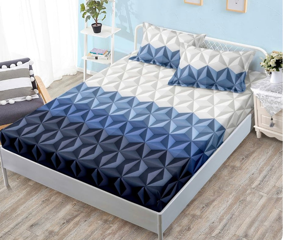 Husa de pat cu elastic din Bumbac Finet + 2 Fete de Perna, Pat 2 Persoane -Cod: DRP1