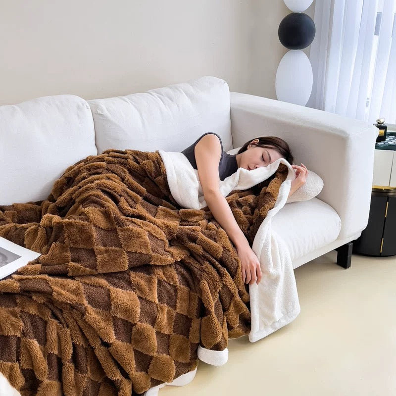 Pătura Cocolino cu Blăniță de Iepure si Catifea Teddy, 200x230cm, Cod: PYC5