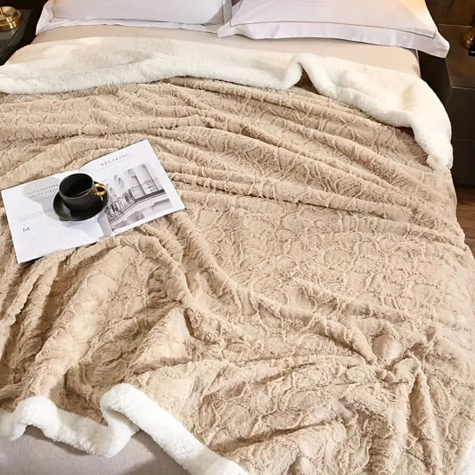 Pătură Cocolino cu Blăniță, Model inimioare, Pat 2 Persoane, 200x230 cm cod: EXP31