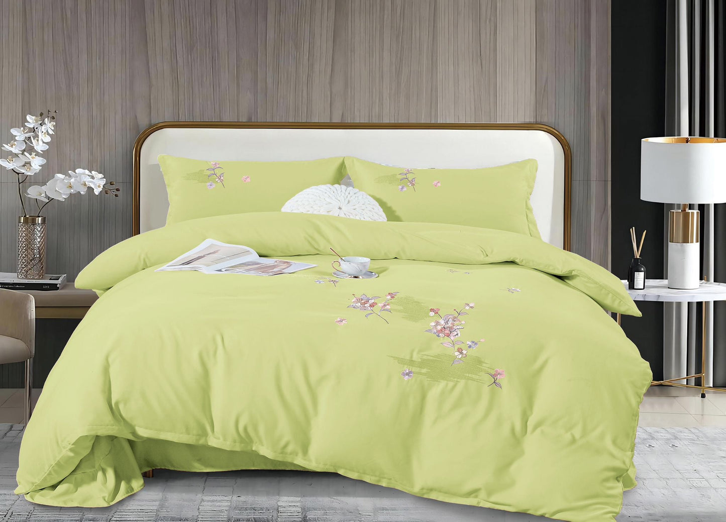 Lenjerie de Lux din Bumbac fin cu broderie 4 piese Cod: KH29