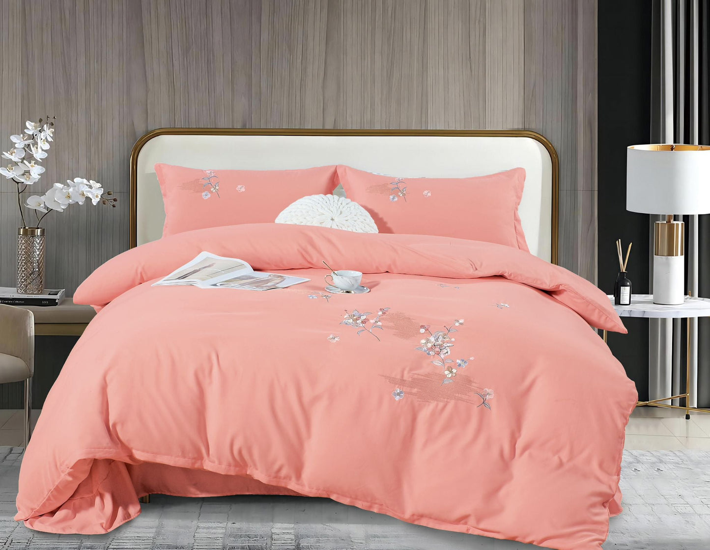 Lenjerie de Lux din Bumbac fin cu broderie 4 piese Cod: KH24