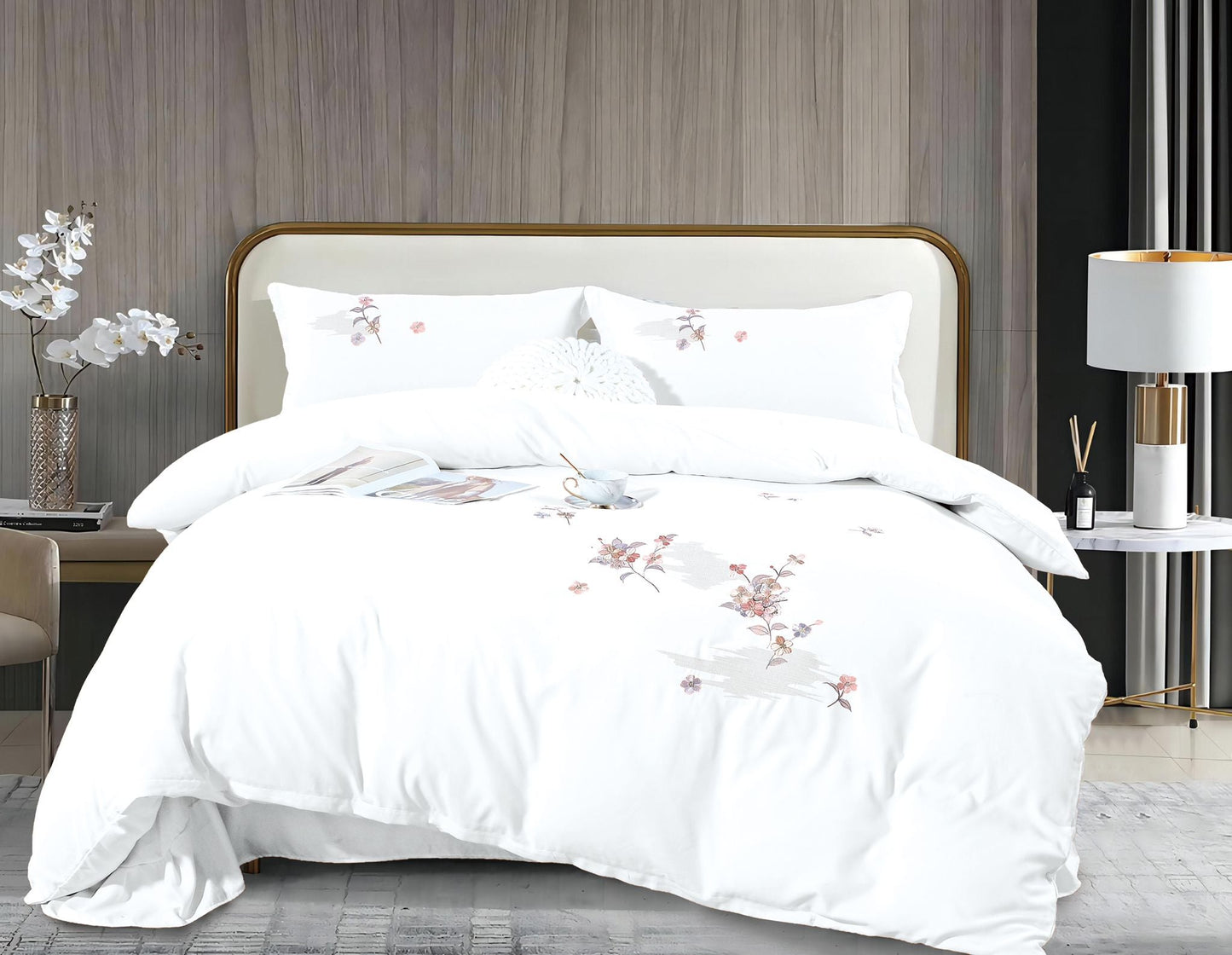 Lenjerie de Lux din Bumbac fin cu broderie 4 piese Cod: KH21