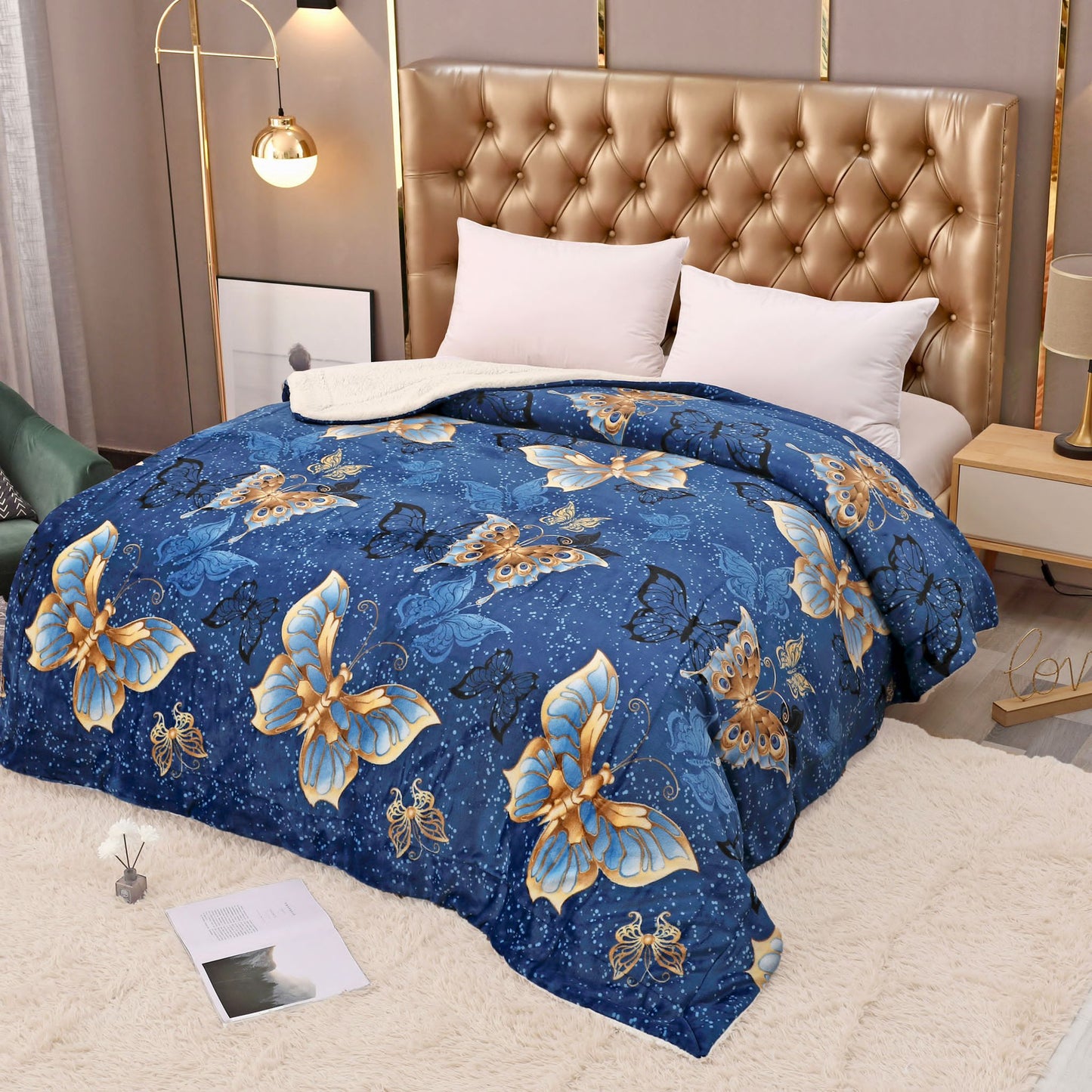 Pătură moale cocolino cu blăniță-MATERIAL GROS pentru pat dublu COD: PB57