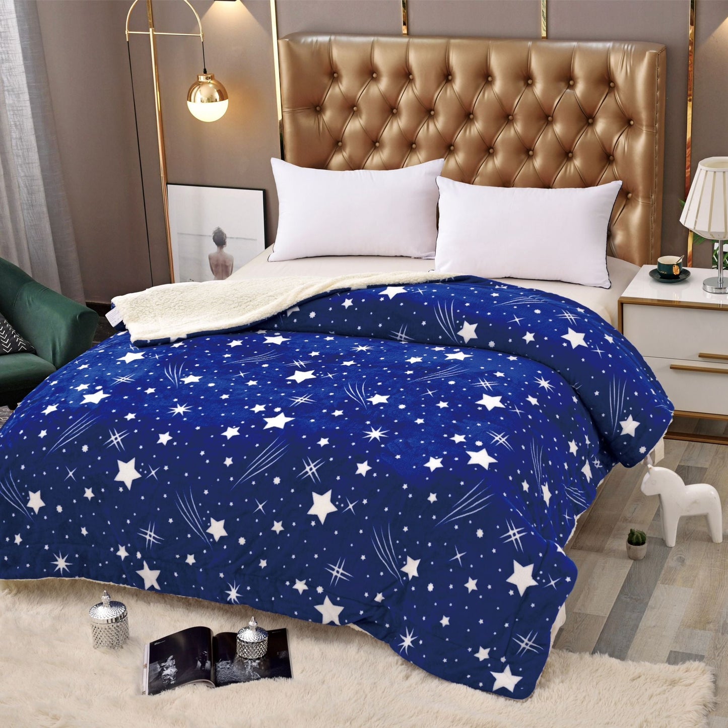 Pătură moale cocolino cu blăniță-MATERIAL GROS pentru pat dublu COD: PB51