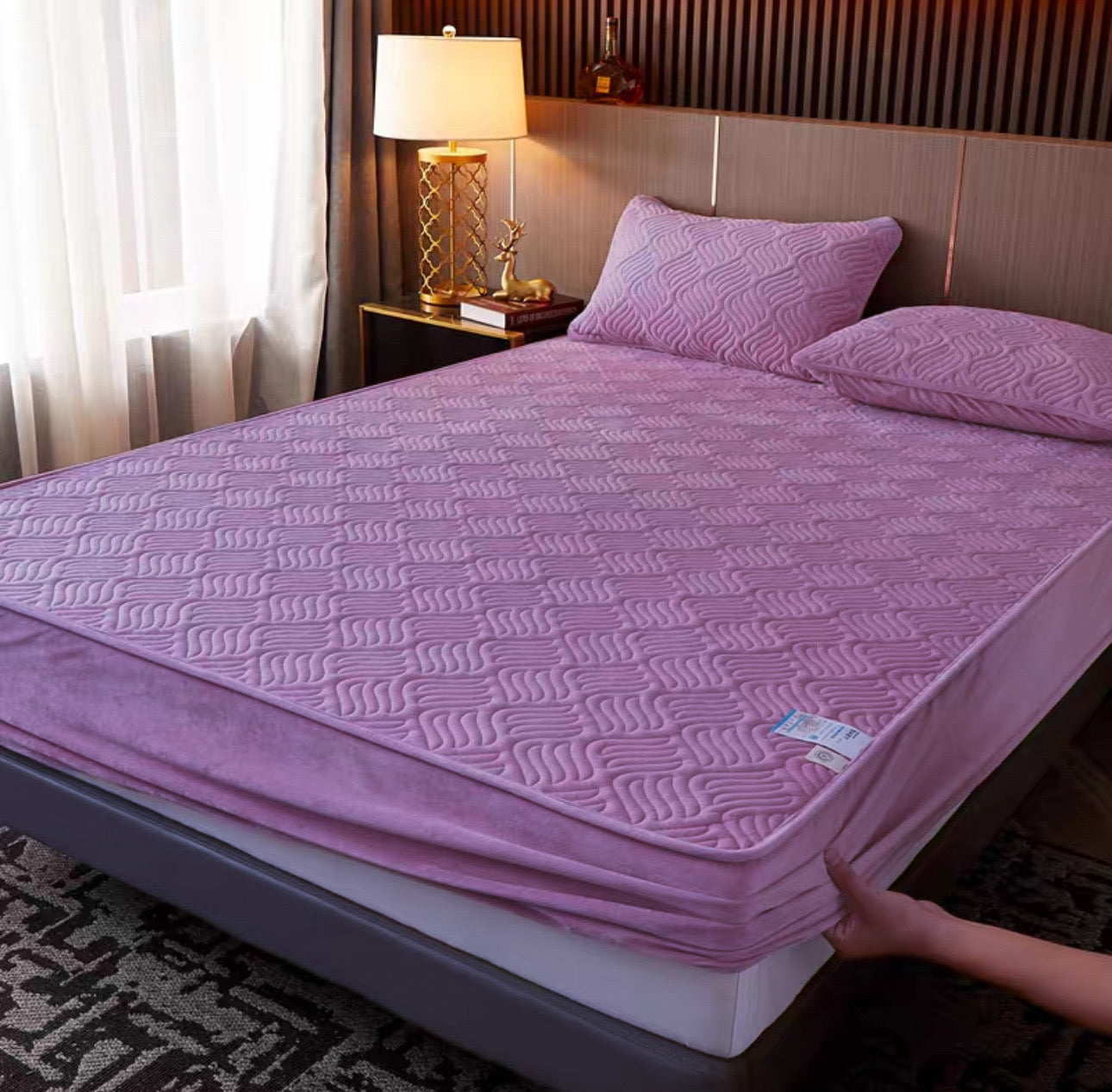 Husă / Topper saltea cu elastic, mov lila, 160x200 cm, Cod: TPY4