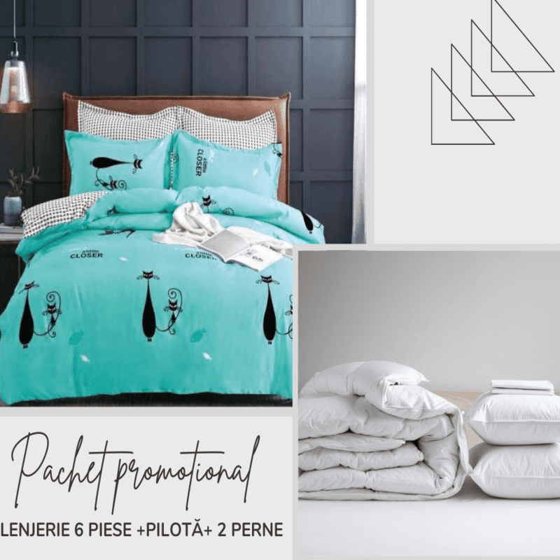 Set complet de pat: Lenjerie 6 piese + pilotă + 2 perne Cod: SCP22