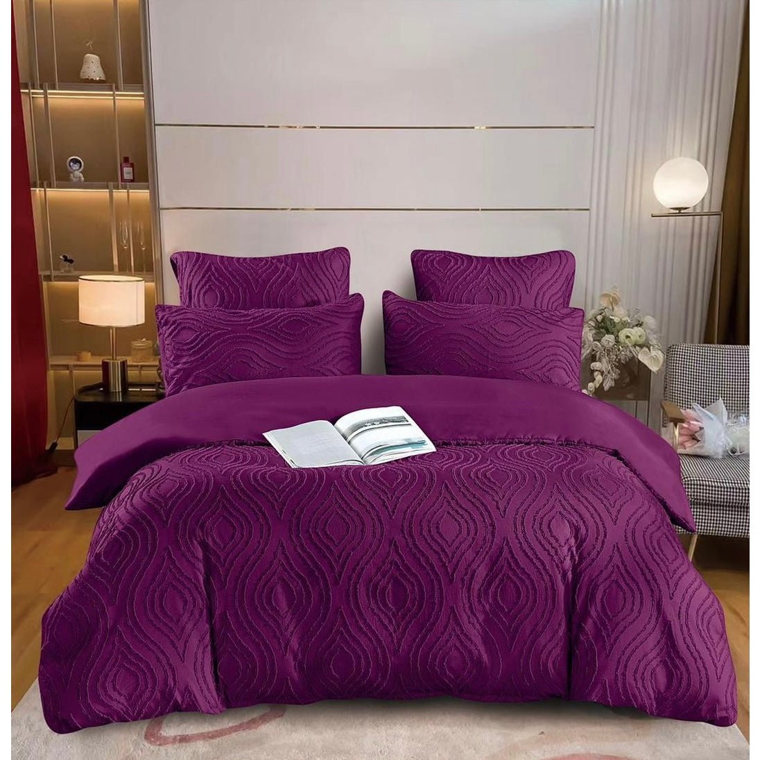 Lenjerie de pat eleganta 4 anotimpuri din broderie cu smocuri Cod: 4F6