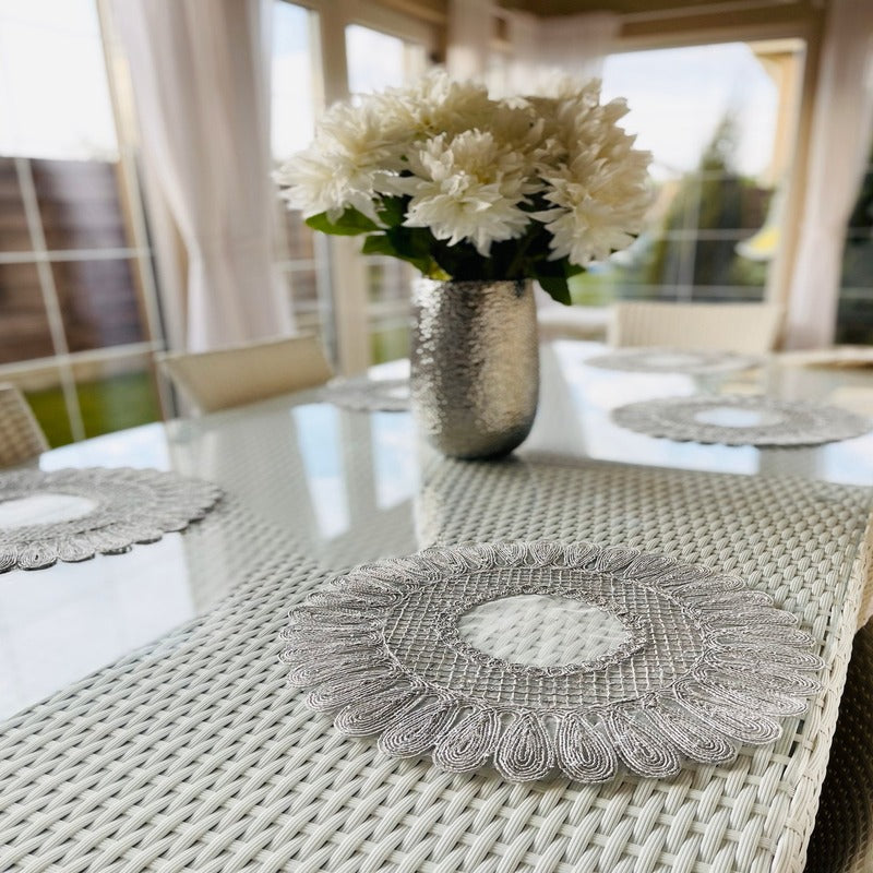 Set 6 x suport de farfurie rotund elegant cu broderie Cod: SFB2