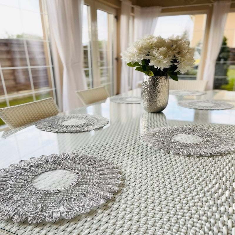Set 6 x suport de farfurie rotund elegant cu broderie Cod: SFB2