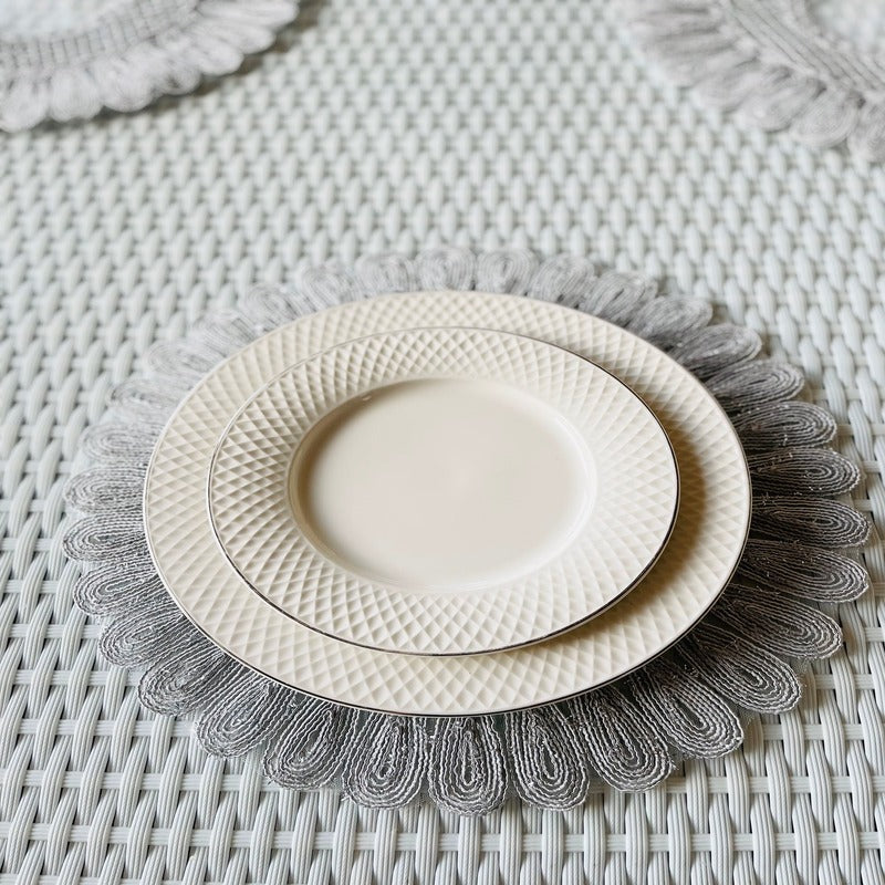 Set 6 x suport de farfurie rotund elegant cu broderie Cod: SFB2
