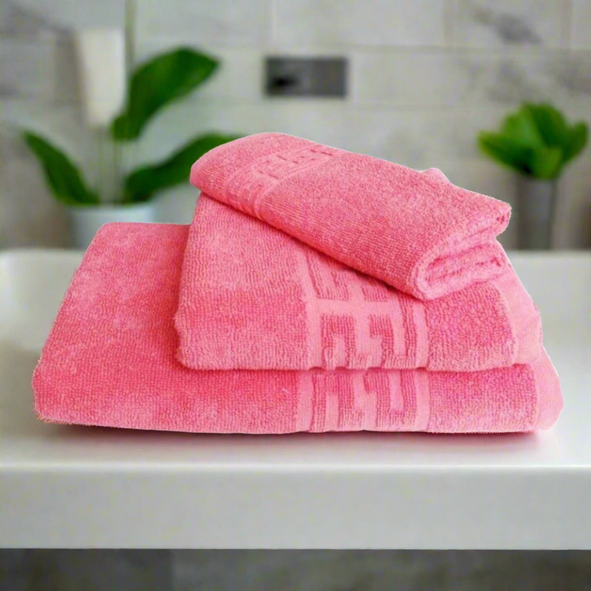 Set de 3 prosoape din bumbac 100% cu putere mare de absortie corai