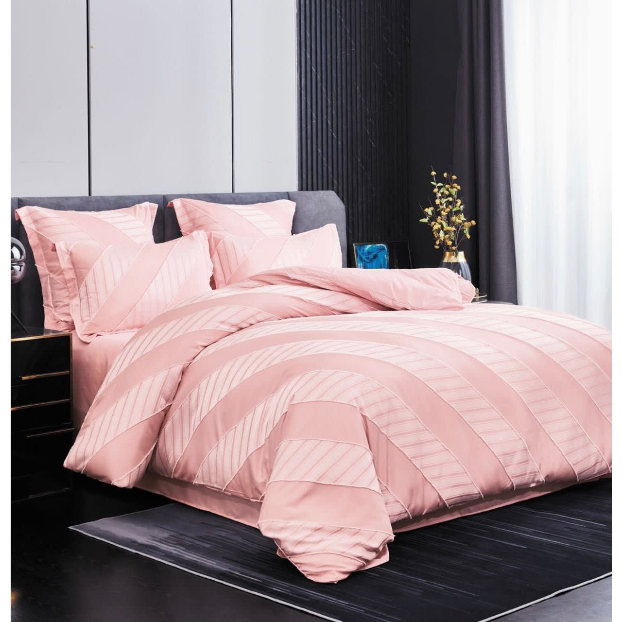 Lenjerie de pat eleganta 4 anotimpuri din broderie cu smocuri Cod: 4F32