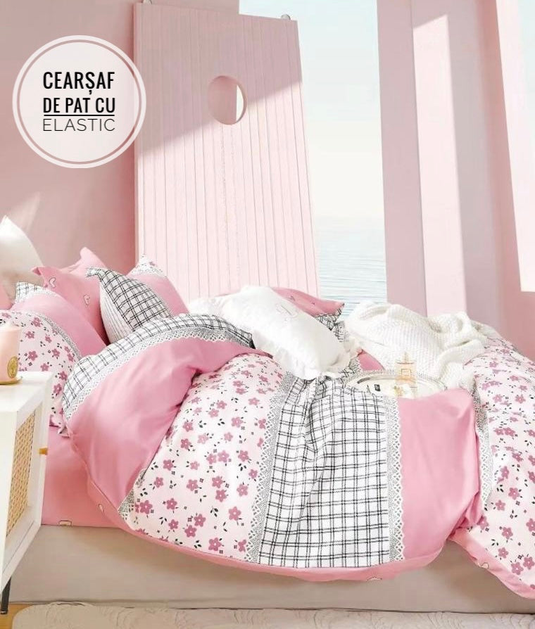 Lenjerie de pat din Finet 6 piese(cearșaf de pat cu elastic) Cod: FNY18