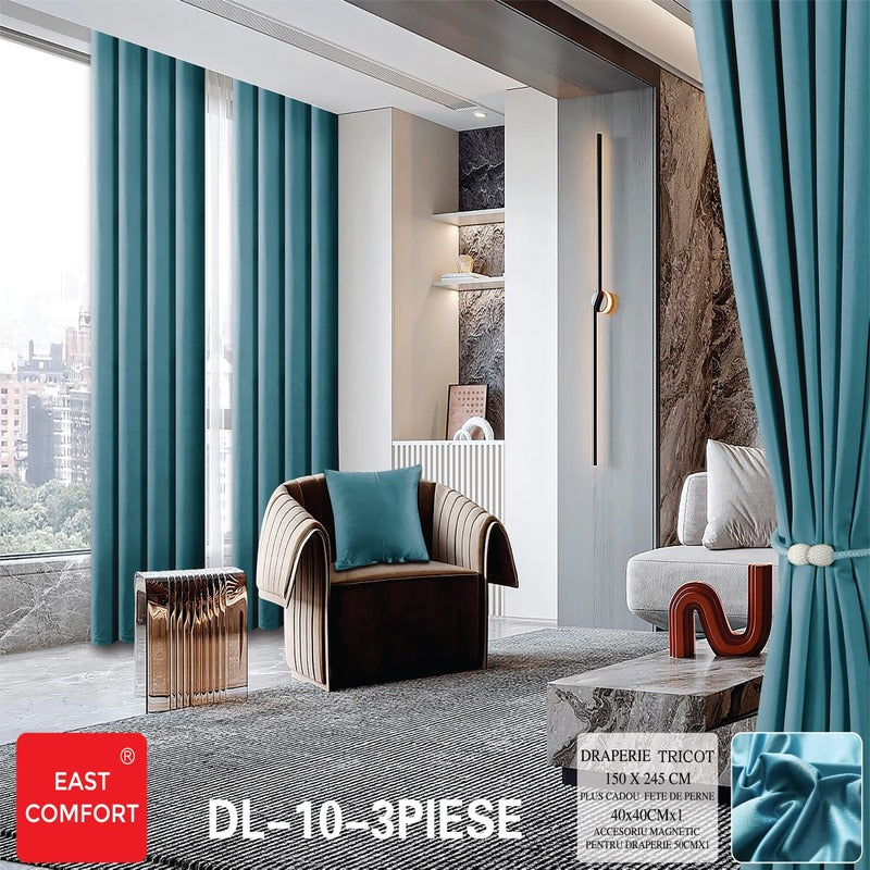 Draperie tricot 150 x 245 cm + CADOU față de pernă și accesoriu magnetic Cod: DL10