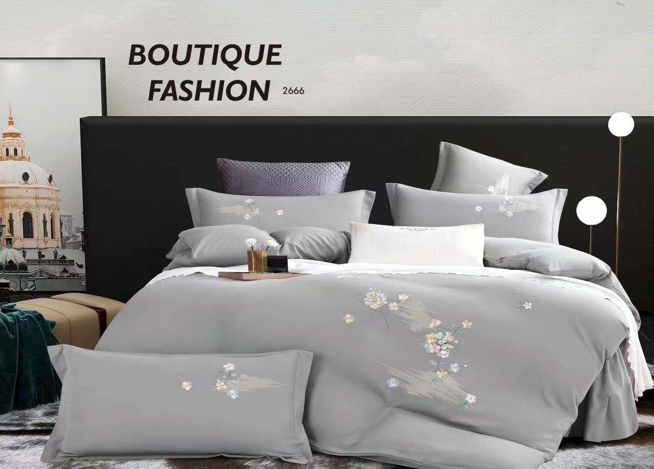 Lenjerie de Lux din Bumbac catifelat cu broderie 4 piese Cod: KH10