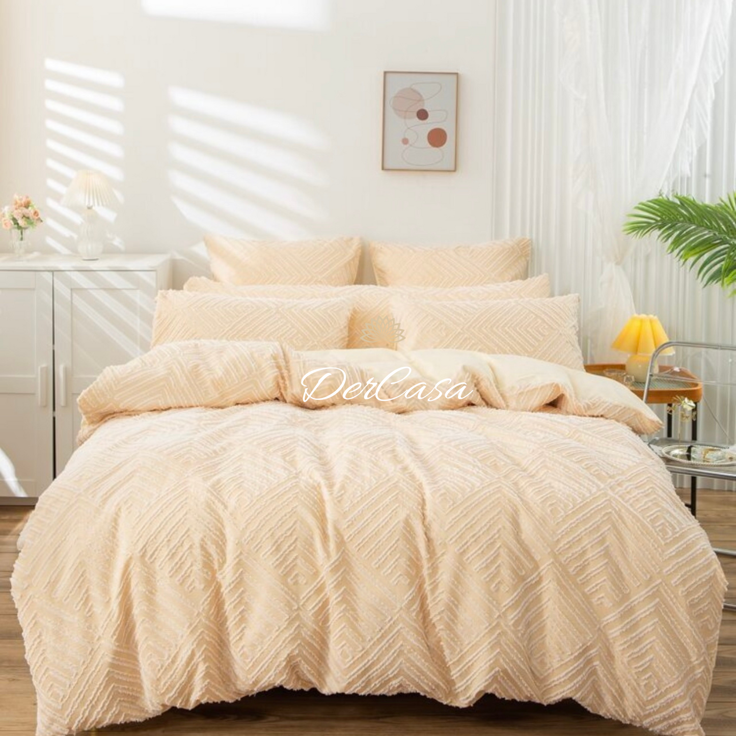 Lenjerie de pat eleganta 4 anotimpuri din broderie cu smocuri Cod: 4F19