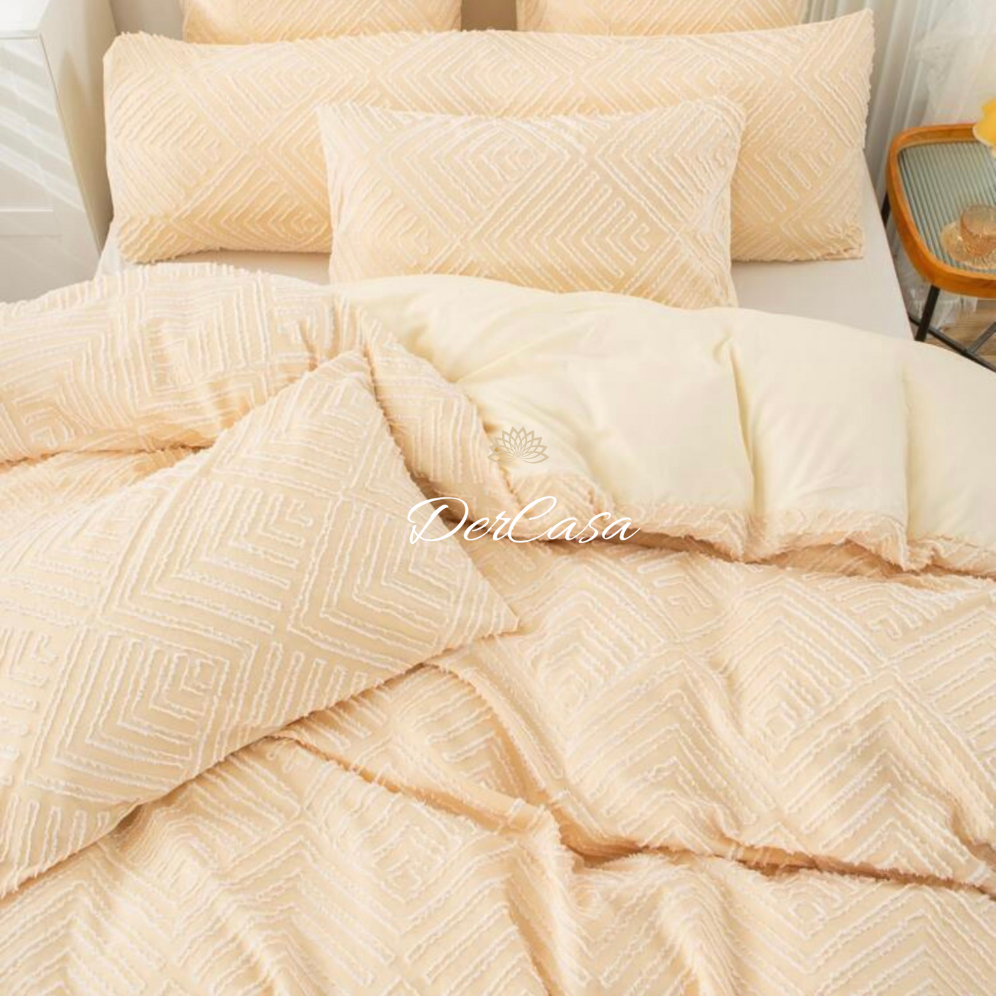Lenjerie de pat eleganta 4 anotimpuri din broderie cu smocuri Cod: 4F19