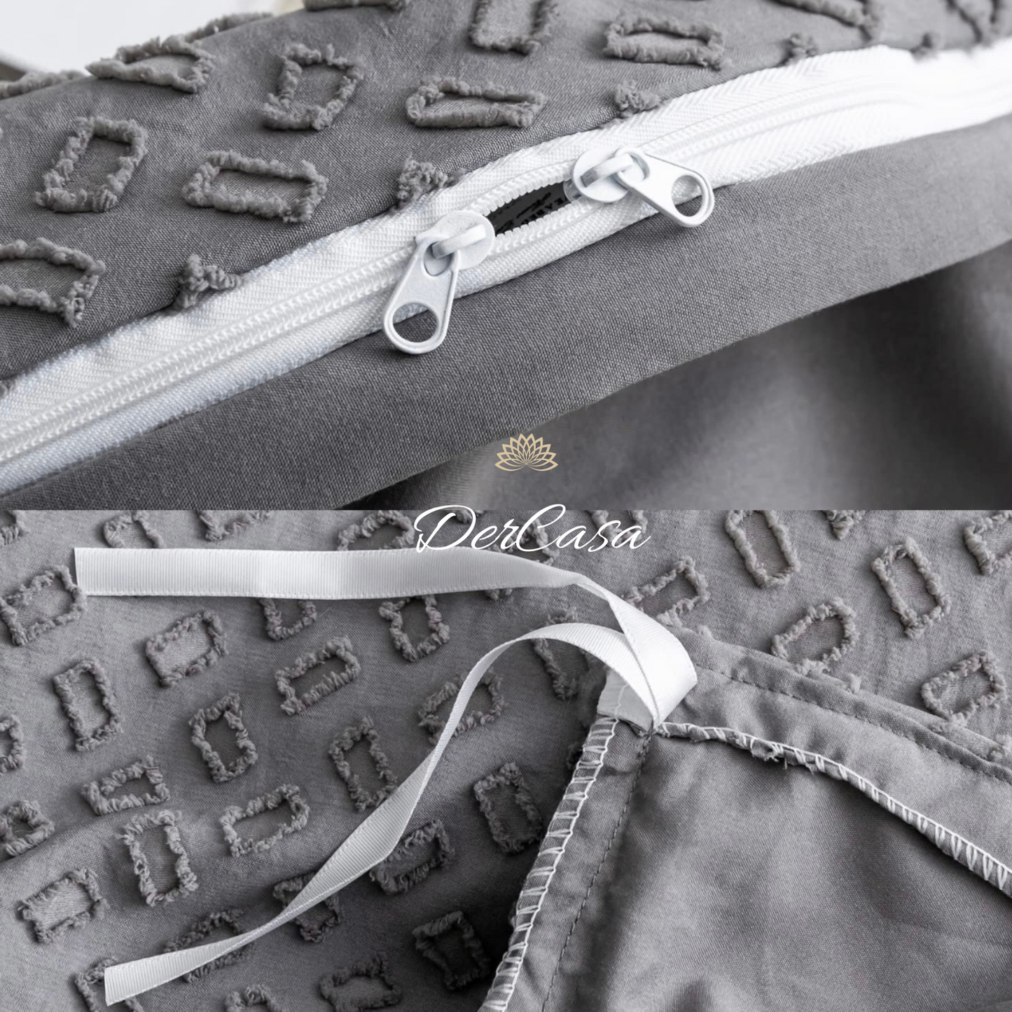 Lenjerie de pat eleganta 4 anotimpuri din broderie cu smocuri Cod: 4F25