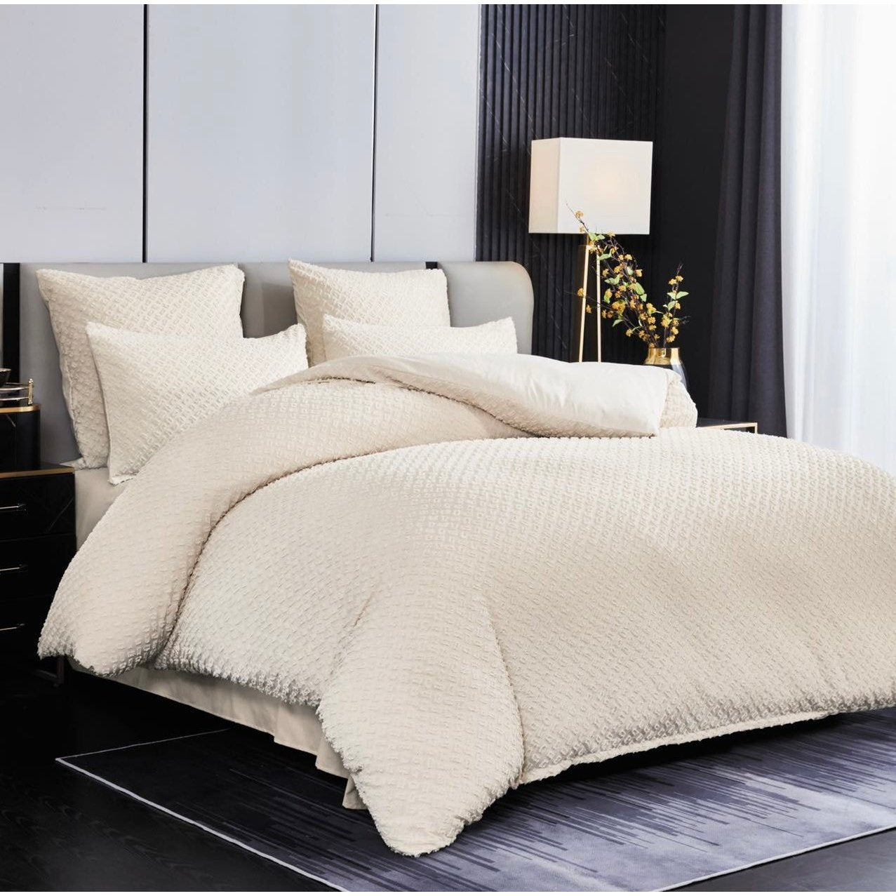 Lenjerie de pat eleganta 4 anotimpuri din broderie cu smocuri Cod: 4F12