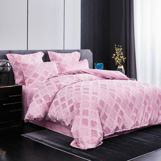 Set de pat cu flori tip jacquard și smocuri brodate Cod: 4F31