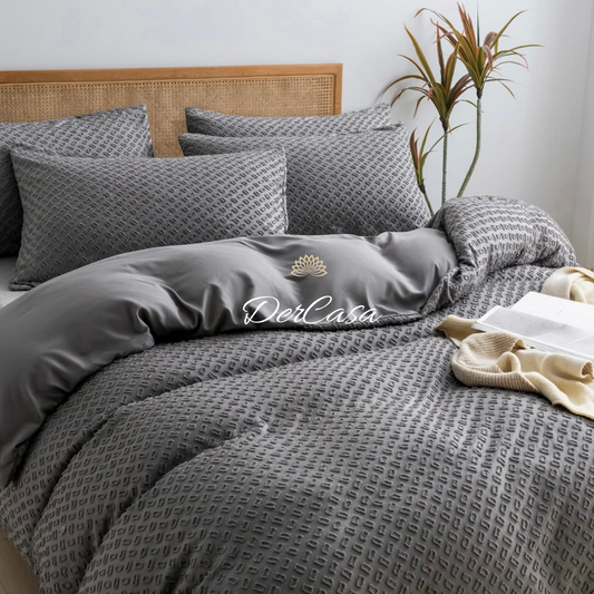 Lenjerie de pat eleganta 4 anotimpuri din broderie cu smocuri Cod: 4F25