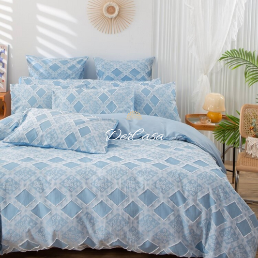 Set de pat cu flori tip jacquard și smocuri brodate Cod: 4F30