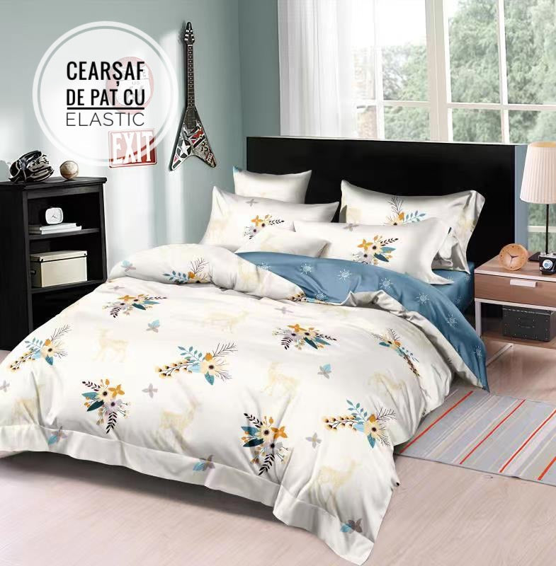 Lenjerie de pat din Finet 6 piese(cearșaf de pat cu elastic) Cod: FNY10