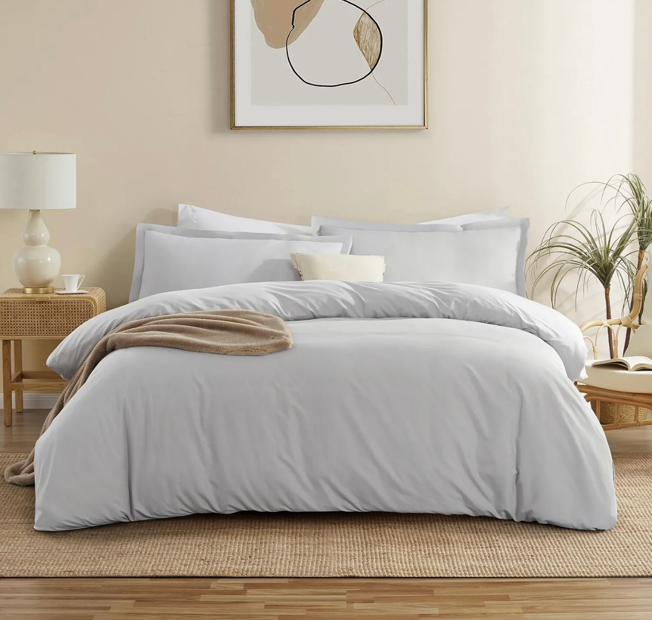 Lenjerie de pat percale Bumbac 100% Gri Deschis Cod: BBP3