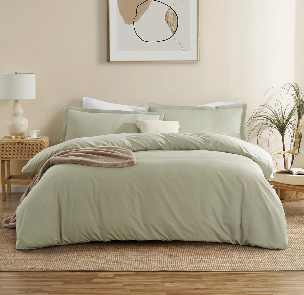 Lenjerie de pat percale Bumbac 100% Verde salvie Cod: BBP6