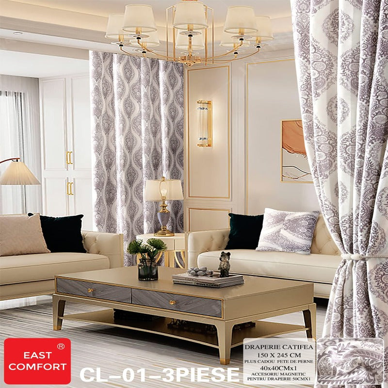 Draperie catifea 150 x 245 cm + CADOU față de pernă și accesoriu magnetic Cod: CL01