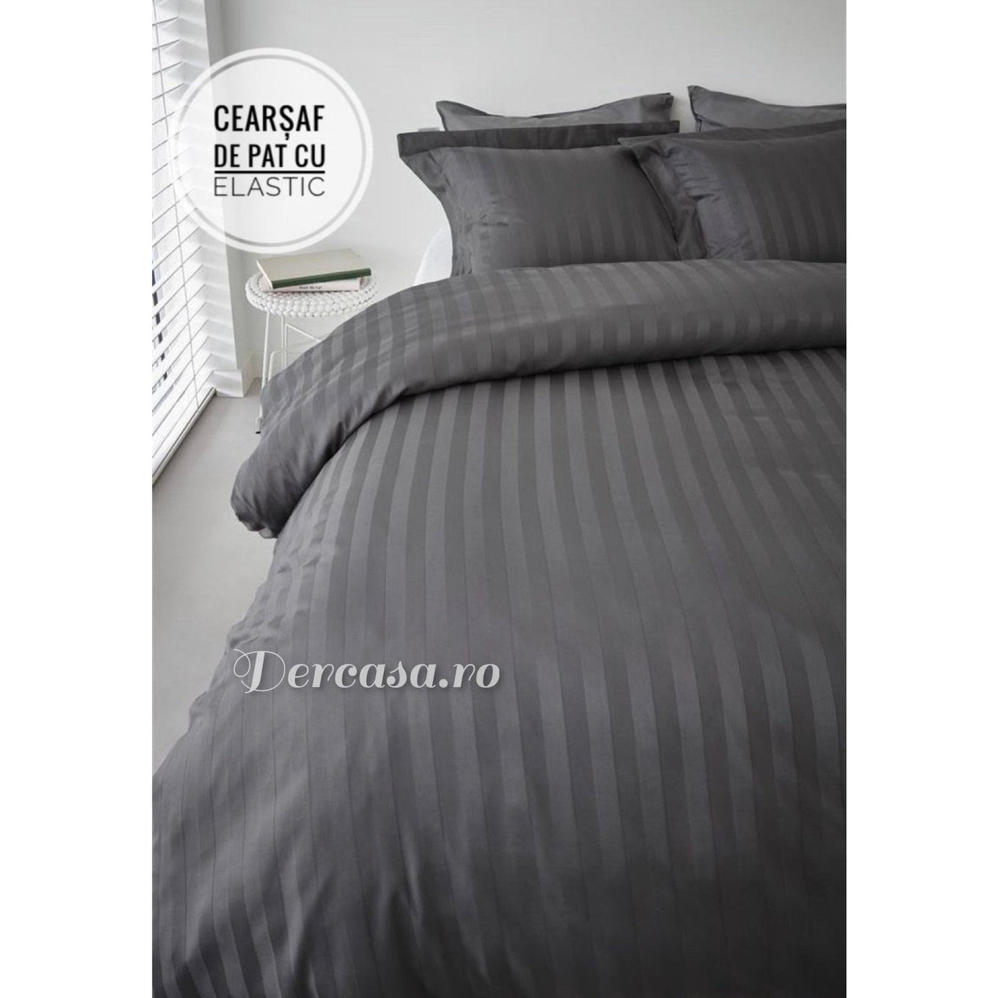 Lenjerie de Lux din Damasc Finetat Deluxe cu 6 piese-cearșaf de pat cu elastic Cod: DAE46